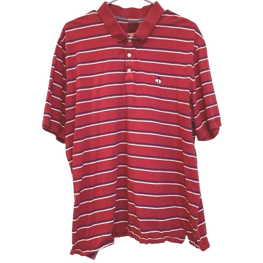 Brooks Brothers 1818 Polo  XXL Red Striped Short Sleeve Cotton Golf Shirt